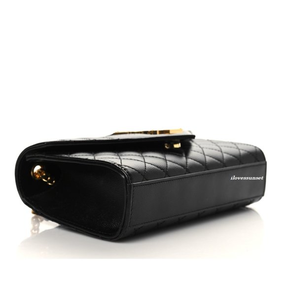 {SAINT LAURENT} YSL Grain De Poudre Tri-Quilt Small College Monogram Satchel - Picture 3 of 10